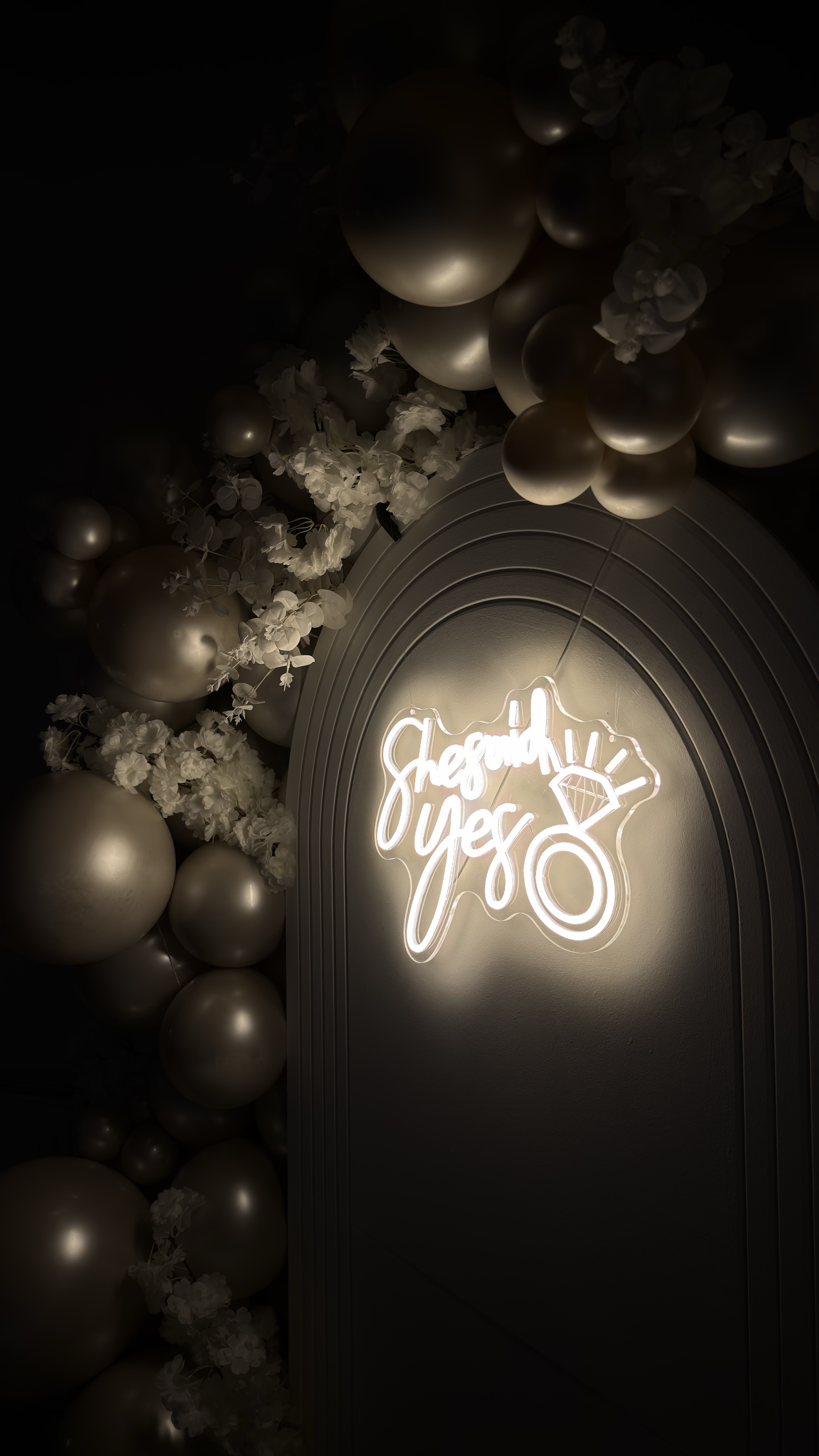 Engagement arch and balloons